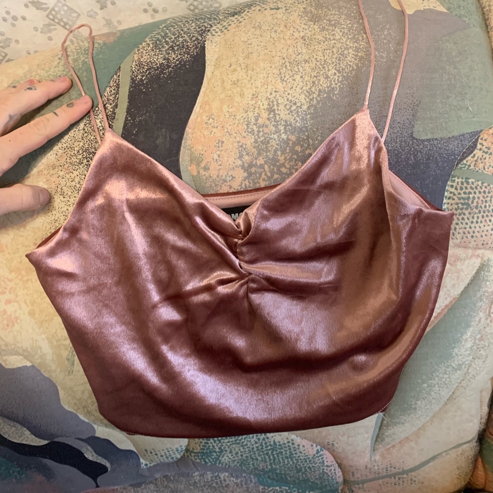Satin pink crop top!
